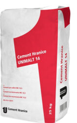 UNIMALT tř. 14 25 kg - Unimalt 14 je cement pro zdění MC 12,5, vyrobený semletím křemičitanového slínku s dalšími přísadami, které upravují provzdušnění a schopnost zadržet vodu. Je určen k výrobě malty pro zdění a omítání.