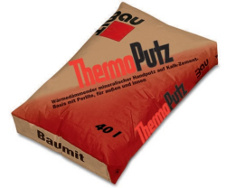 BAUMIT ThermoPutz - Tepelněizolační ručně zpracovatelná omítka s perlitem na minerální podklady určená pro exteriéry i interiéry. Součinitel tepelné vodivosti ? = 0,11 W/m.K.