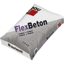 BAUMIT FlexBeton - Spádový potěr (EN 13813, CT-C30-F5) vyztužený vlákny vhodný pro provádění podlahových potěrů s proměnlivou tloušťkou vrstvy, např. pro spádovou vrstvu balkonu, lodžií a teras.